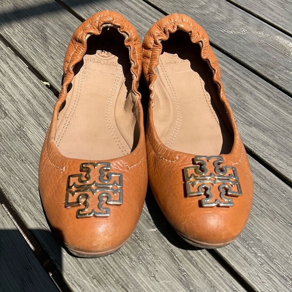 Tory Burch MINNIE TRAVEL Malinda BALLET Flats Royal Tan/Gold Style 30432 5930 🥿 - Picture 5 of 7
